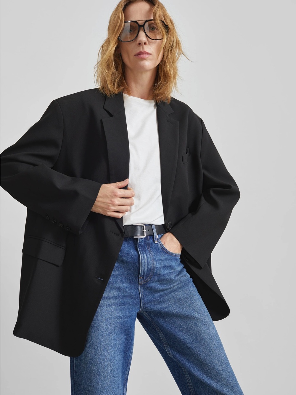 The Frankie Shop Bae Black Oversized Blazer Jacket